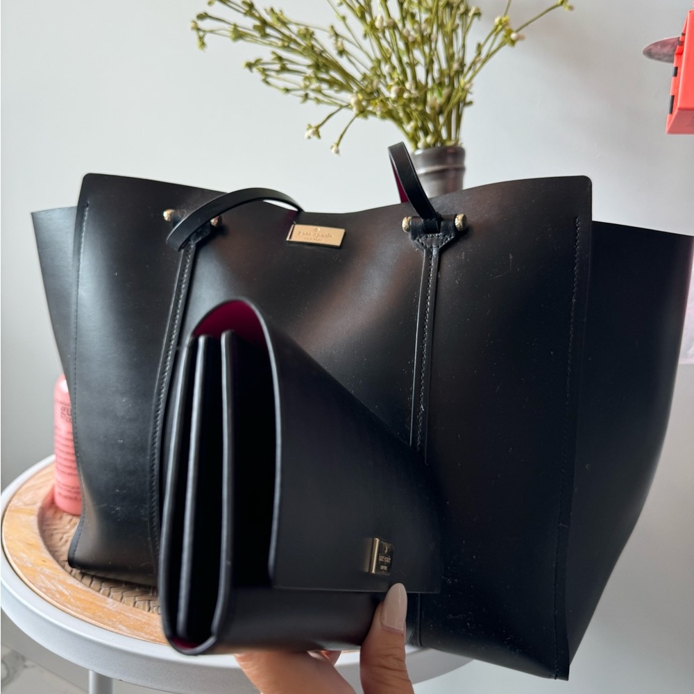 Kate Spade Black and Pink Tote and Wallet
